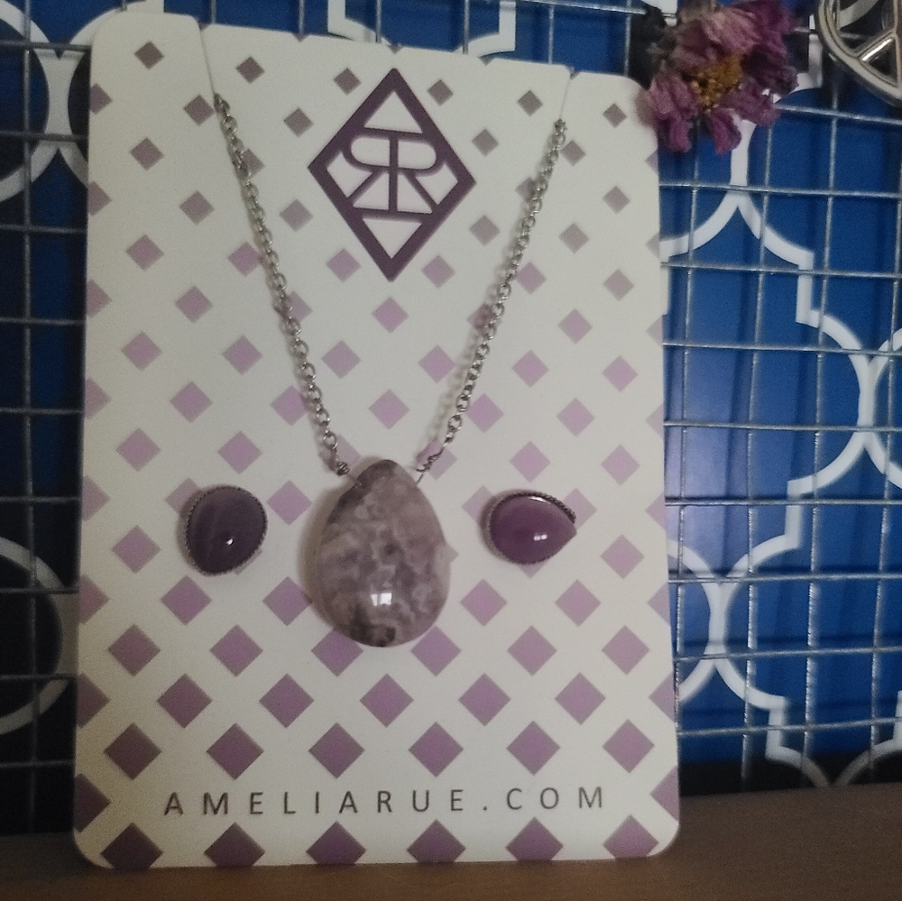 Amelia Rue Purple Amethyst Necklace & Earrings